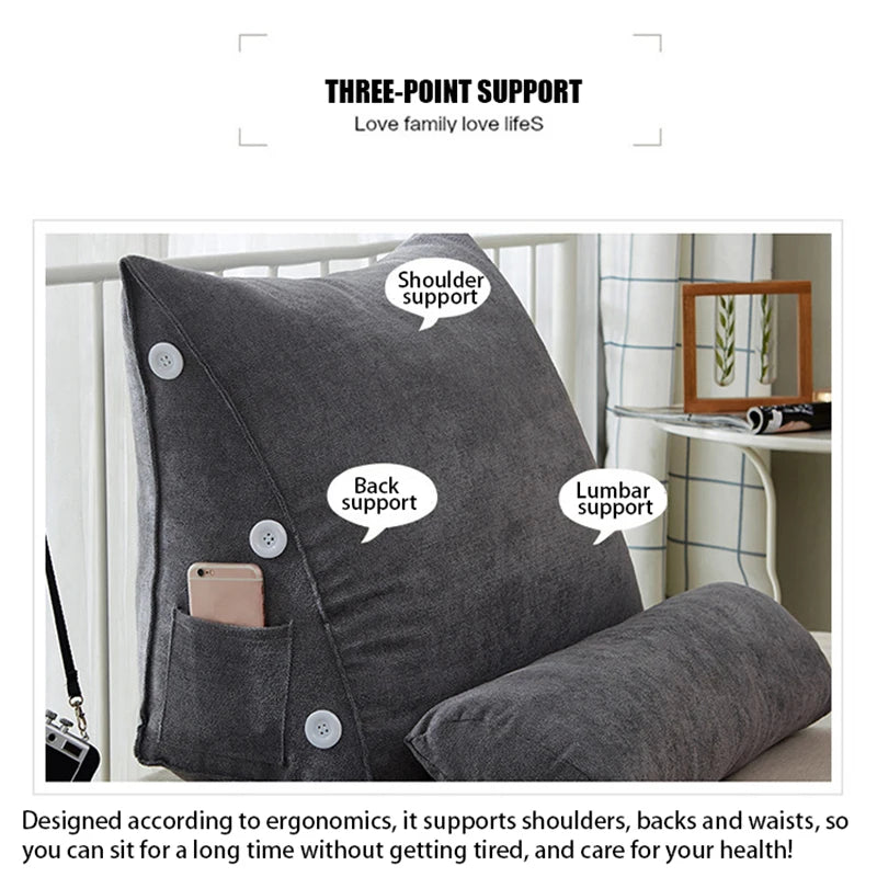 Bed Triangular Cushion Chair Bedside Lumbar Chair Backrest Lounger Lazy Office Chair Reading Living Room Pillow Household Decor