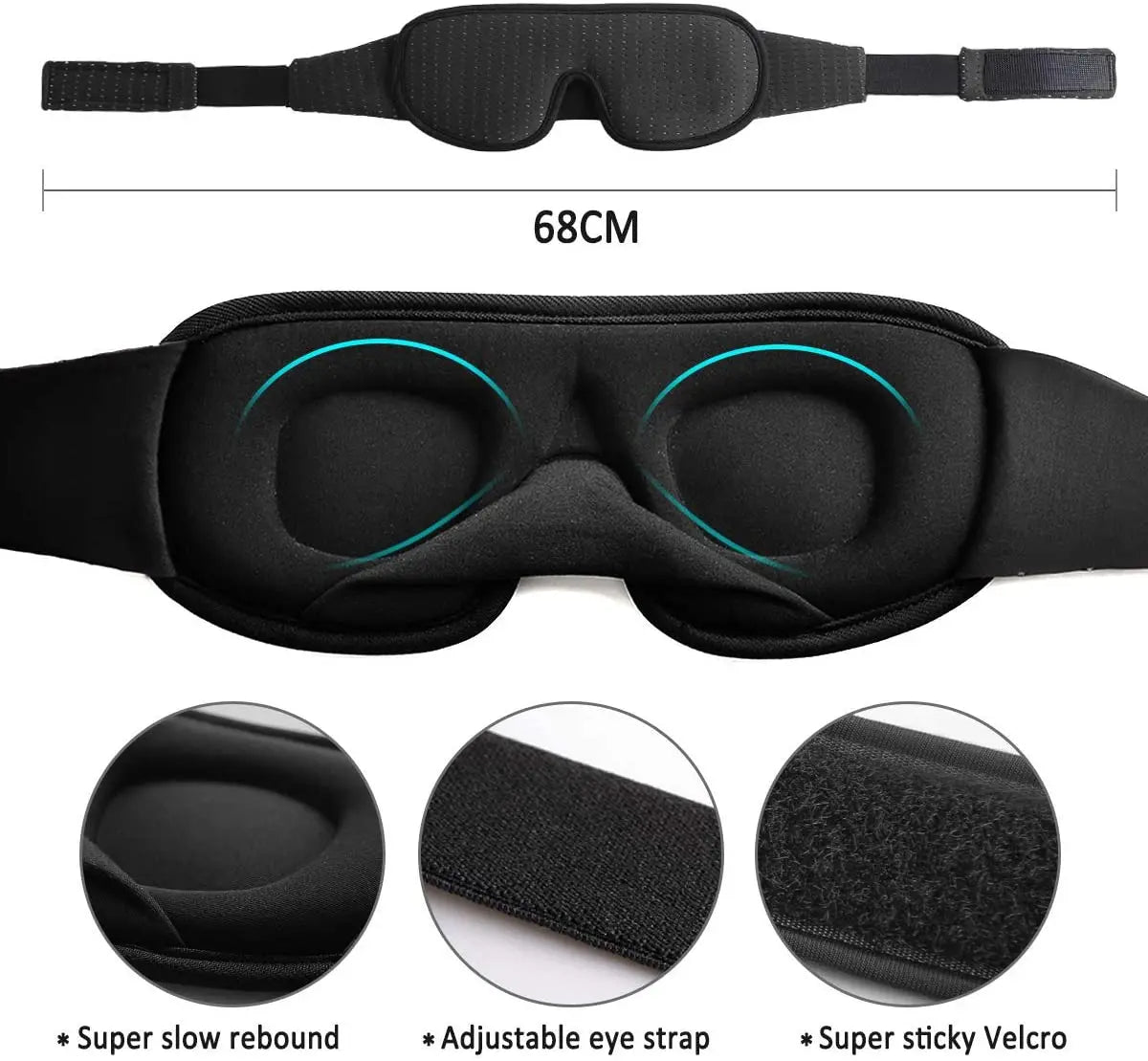 3D Mask for Sleep Eye Mask Lights Blockout Soft Padded Sleeping Fabric Cover Shade Blindfold Eyepatch