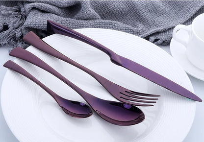 Buyer Star 4-Piece Black Cutlery Set Stainless Steel Gold Dinnerware Set Knife Fork Table Fork Black Tableware Set Drop Shipping