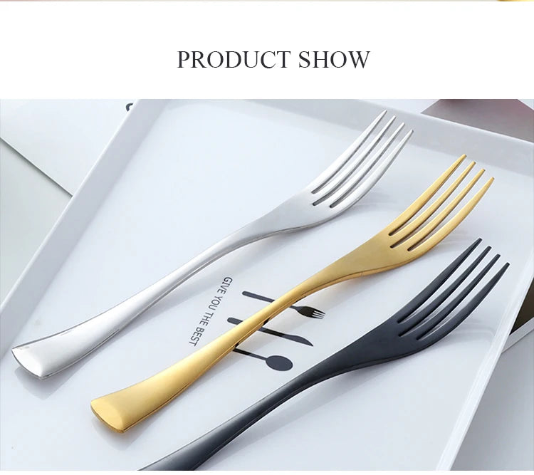 Buyer Star 4-Piece Black Cutlery Set Stainless Steel Gold Dinnerware Set Knife Fork Table Fork Black Tableware Set Drop Shipping