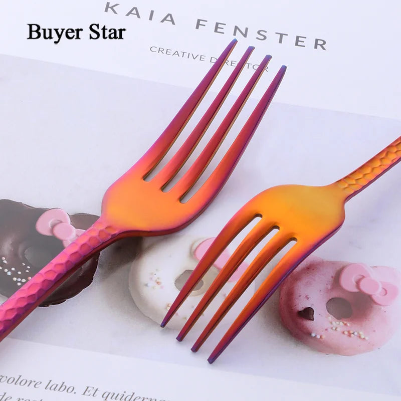 Buyer Star 5-45PCS Dream Color Flatware Gold Black Dinner Tableware Silverware Dinner Fork Spoon Knife Cutlery Set Drop Shipping