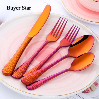 Buyer Star 5-45PCS Dream Color Flatware Gold Black Dinner Tableware Silverware Dinner Fork Spoon Knife Cutlery Set Drop Shipping