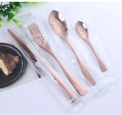 Buyer Star 4-Piece Black Cutlery Set Stainless Steel Gold Dinnerware Set Knife Fork Table Fork Black Tableware Set Drop Shipping