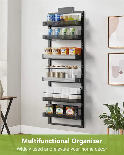 6 Tier Over The Door Pantry Organizer Hanging Spice Rack Home Storage Shelf Hanging Wall Mounted For Kitchen Bathroom Bedroom