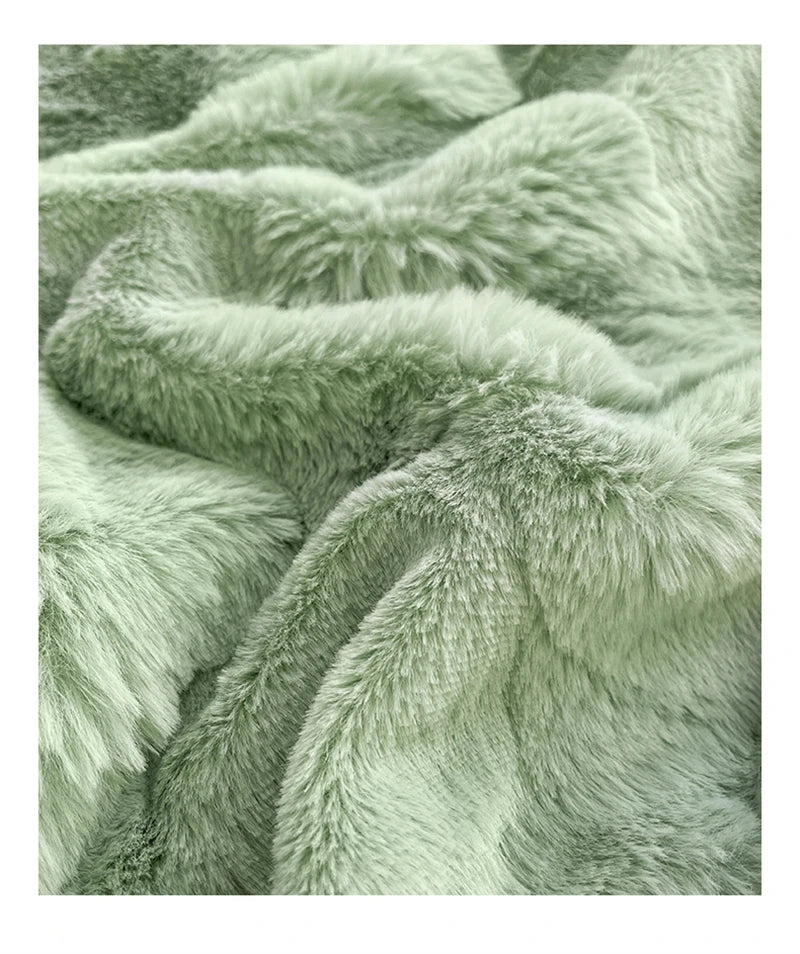 Faux Rabbit Fur Autumn Winter Warm Bedding Set Plush Skin Friendly Breathable Warmth Duvet Cover Set Queen Cozy Quilt Cover Sets