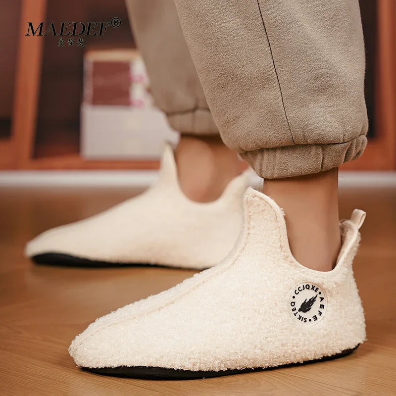 YRZL Men Winter Slippers High Quality Lightweight Disign Shoes Fashion Women Plush Slipper Warm Slip on Casual Shoe for Couples