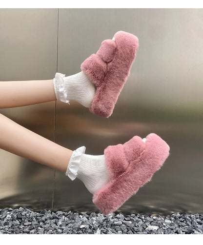 Summer Home Furry Fur Slides Plush Slippers Fluffy Flip Flops Luxury Slip on Platform Female 2024 Zapato De Mujer Designer