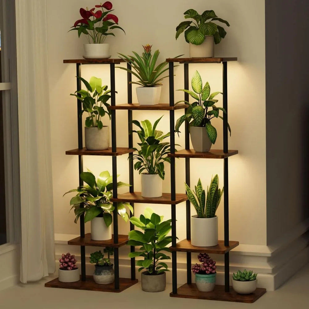 Plant Stand Indoor with Grow Lights, 6 Tiered Metal Plant Shelf, 40&quot; Tall Plant Stand for Indoor Multiple, Corner