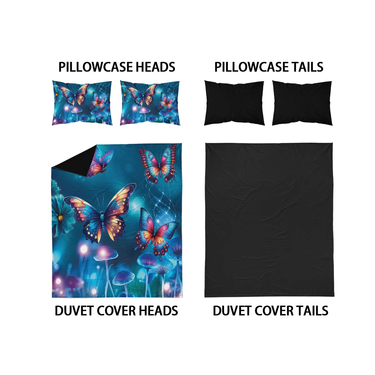 3pcs  Fairy Forest Butterfly Bedding for Bedroom/Guest Room - 1 Duvet Cover + 2 Pillowcases (Core Not Included) ﻿