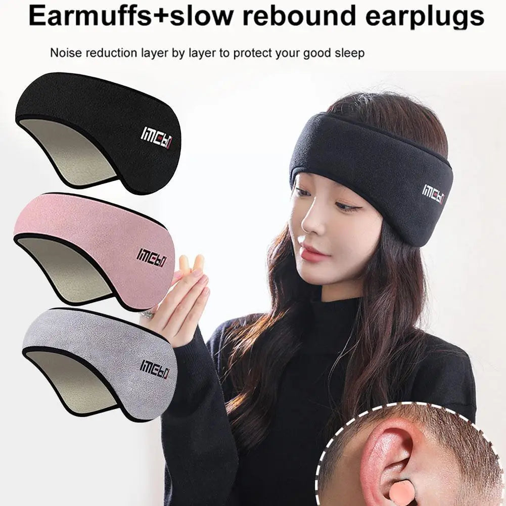 1 Set Soundproof Earmuffs For Sleeping Unisex Ear Warmer Winter Head Band Ski Ear Muff Earplugs Headband Hair Band Eyes Ban I7B2