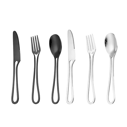 304 Stainless Steel Cutlery Set Black Flatware Western Dessert Forks Spoons Steak Knives Cake Spoon Knife Fork Spoon Set