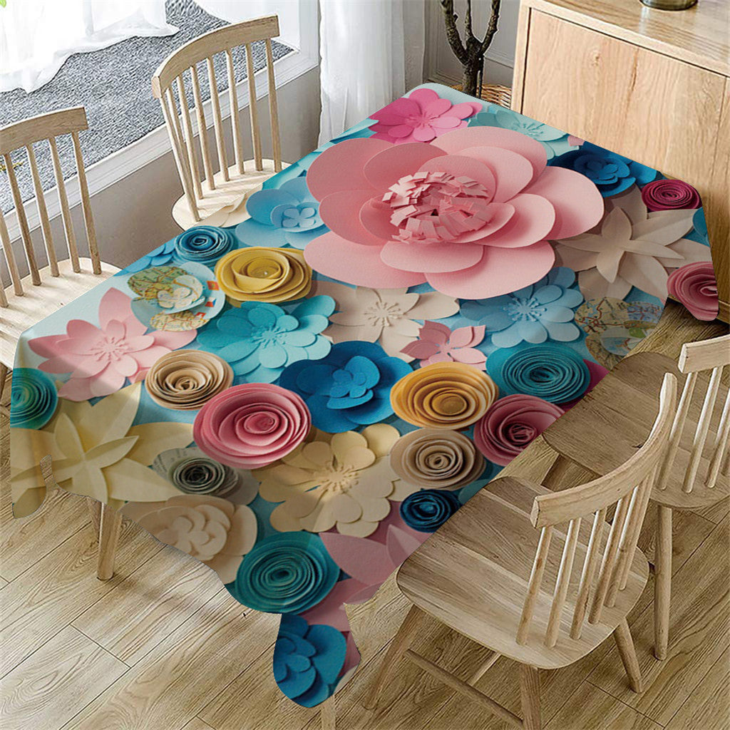 3D Tablecloth Carved Flowers Pattern Waterproof Dining Table Cloth Rectangular Tea Table Cover Picnic Mat Home Decor Manteles