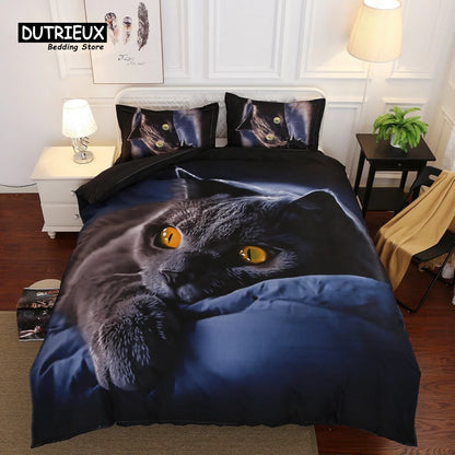 3d Big Cats Duvet Cover Set Fashion Bedding Set Soft Comfortable Breathable Duvet Cover For Bedroom Guest Room Decor