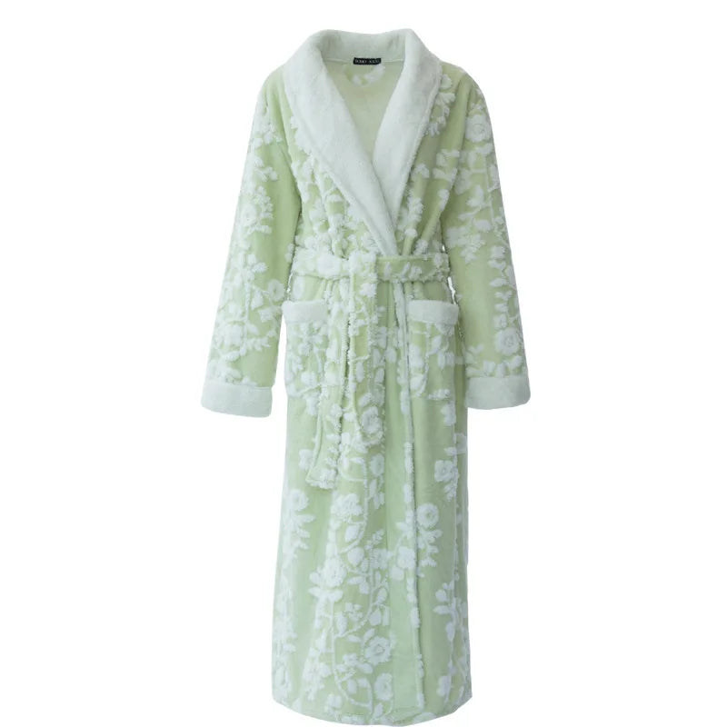 Lovers Robe Women Winter Flannel Bathrobe Thicken Warm Kimono Bath Gown Sleepwar Night Wear Plus Size 3XL Nightgown