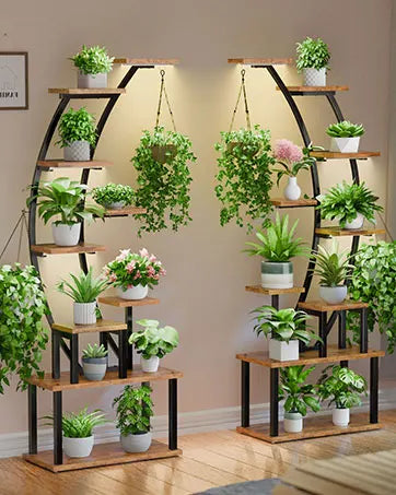 Stand Indoor with Grow Lights, 9 Tiered Metal Plant Shelf, 63&quot; Tall Plant Stand for Indoor Plants Multiple, Large Plant Rack Dis