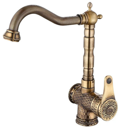 Basin Faucets Antique Bronze Bathroom Faucet Hot &amp; Cold Brass Bathroom Sink Faucet Deck Mounted Lavotory Faucet  Kitchen  Tap