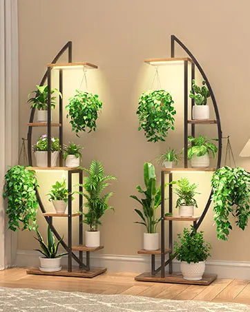 Stand Indoor with Grow Lights, 9 Tiered Metal Plant Shelf, 63&quot; Tall Plant Stand for Indoor Plants Multiple, Large Plant Rack Dis