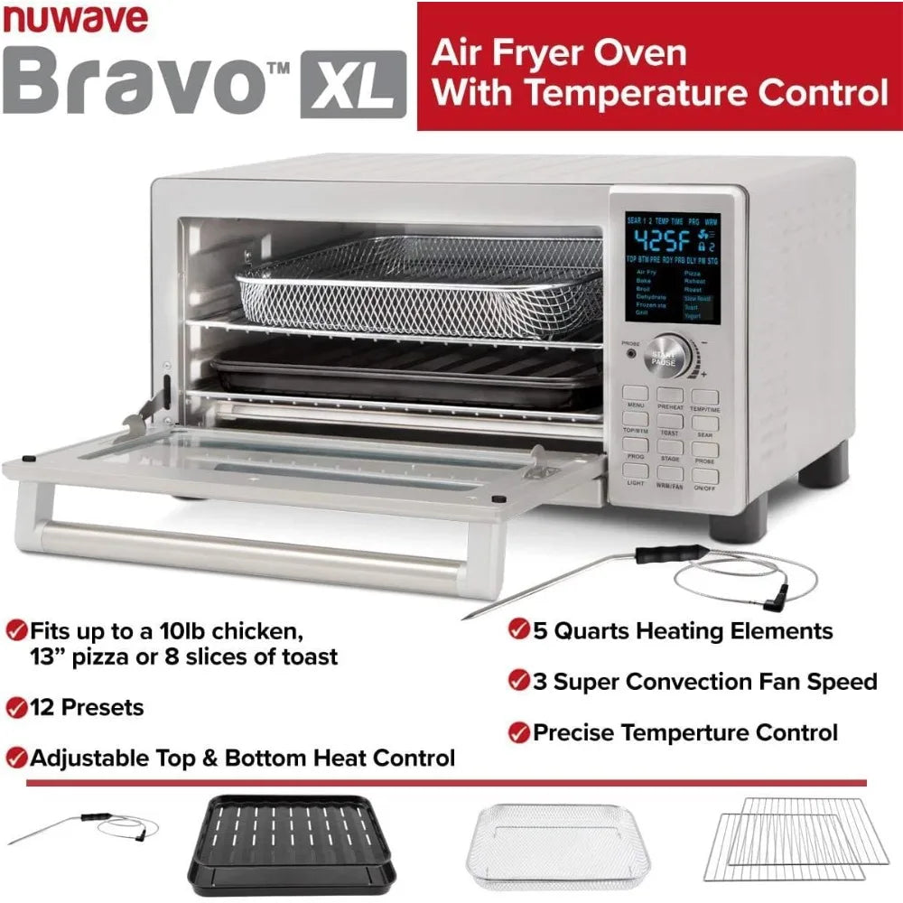 Bravo Convection Toaster Ovens Air Fryer Combo with 30QT Large Capacity For A Whole Chicken and 13&quot; Pizza. Multi-Layer Cooking