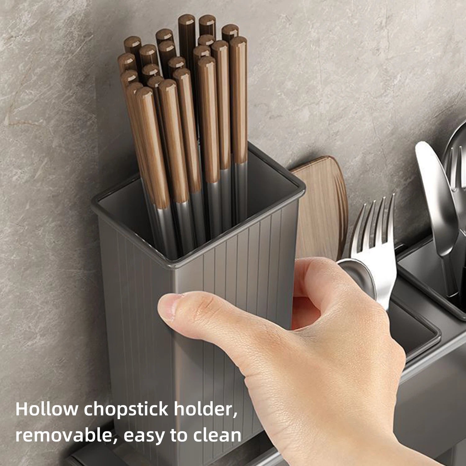 New Multi-Functional Kitchen Rack Home Wall-Mounted Knives Chopstick And Spoon Storage Rack Punch-Free Cookware Draining Rack