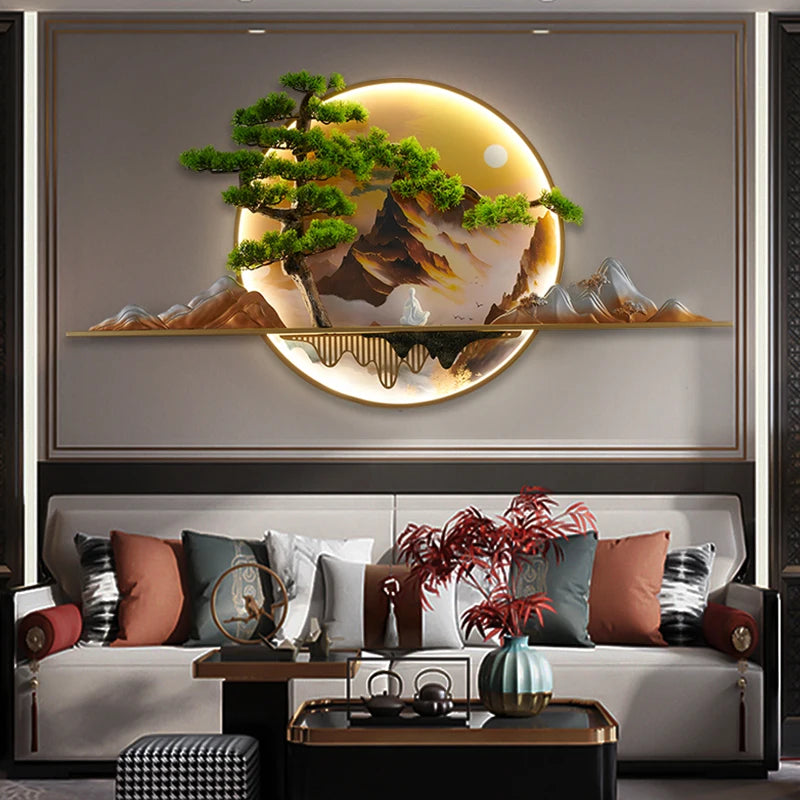 2024 Modern Wall Lamp LED Chinese Landscape Creative Wall Lamp Home Living Room Study Bedroom Decoration Outdoor Wall Decoration