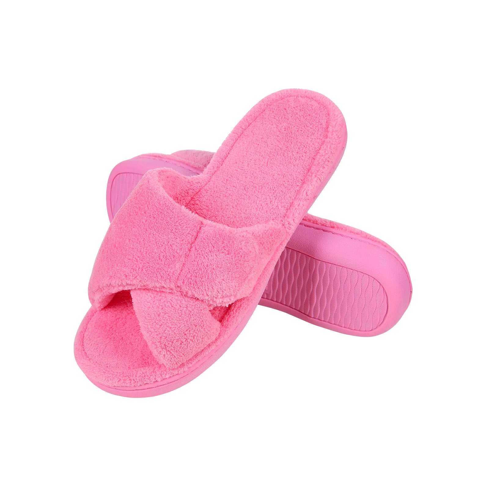 Litfun Four Seasons Slippers Women Open Toe Arch Support House Slides Adjustable Fuzzy Cozy Slippers Soft Sole Bedroom Sandals