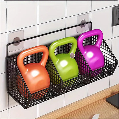 Wall Mounted Kitchen Storage Basket Suitable for Durable Metal Wire Storage of Spices, Garlic, Onions, and Vegetables