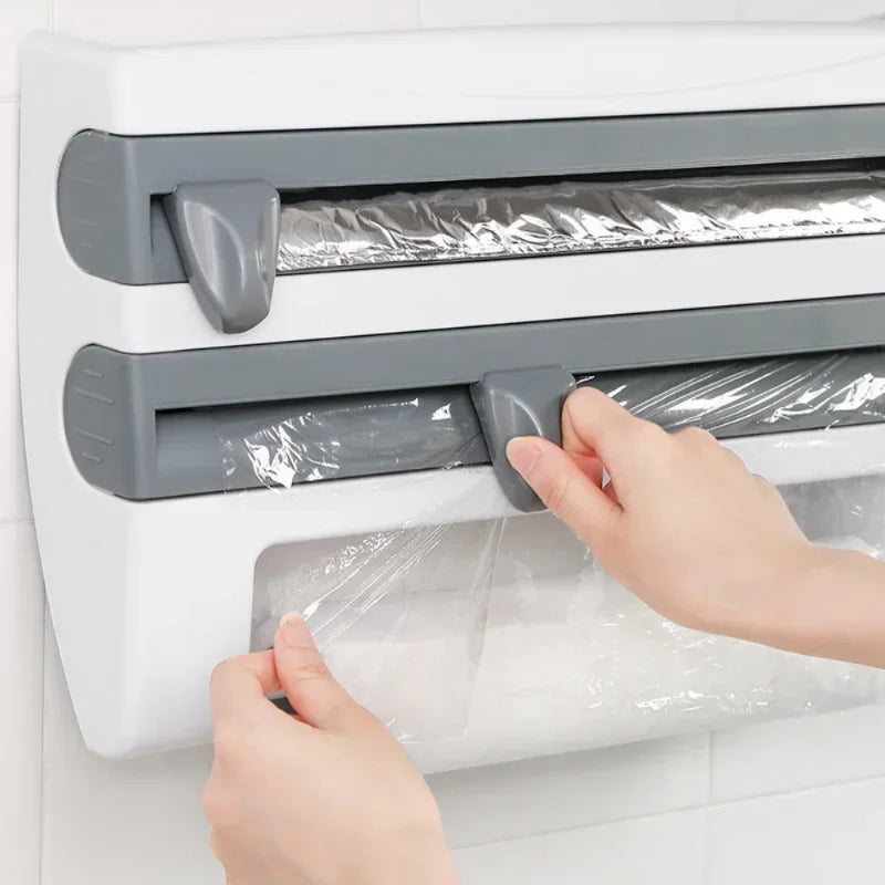 Plastic Wrap Storage Box Cling Film Organization Wall-mounted Dustproof  Food Cover Rack Home Kitchen Tool Convenience Accessory