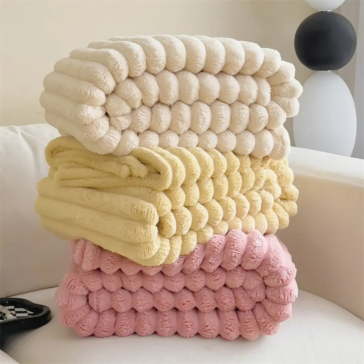 Solid color thickened wide striped multifunctional blanket, can be used as bed sheet cover blanket, nap blanket, pet blanket