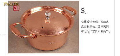 Pure Copper Small Hot Pot For One Person Cooking Induction Cooker Soup Pot with Lid 17cm Easy To Clean Single Serving Pot Best