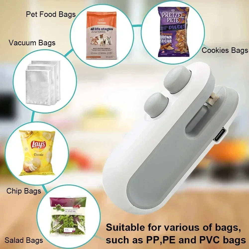 Portable Mini Heat Bag Sealing Machine For Snacks Home Use Rechargeable Sealer Vacuum Sealer Plastic Bag Heat Sealer Clip