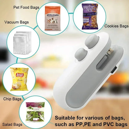 Portable Mini Heat Bag Sealing Machine For Snacks Home Use Rechargeable Sealer Vacuum Sealer Plastic Bag Heat Sealer Clip