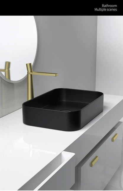 Bathroom Mixer Tap Deck Mount Vanity Faucet Single Holder Single Hole Faucet Bathroom New Design Black Washbasin Sink Taps High