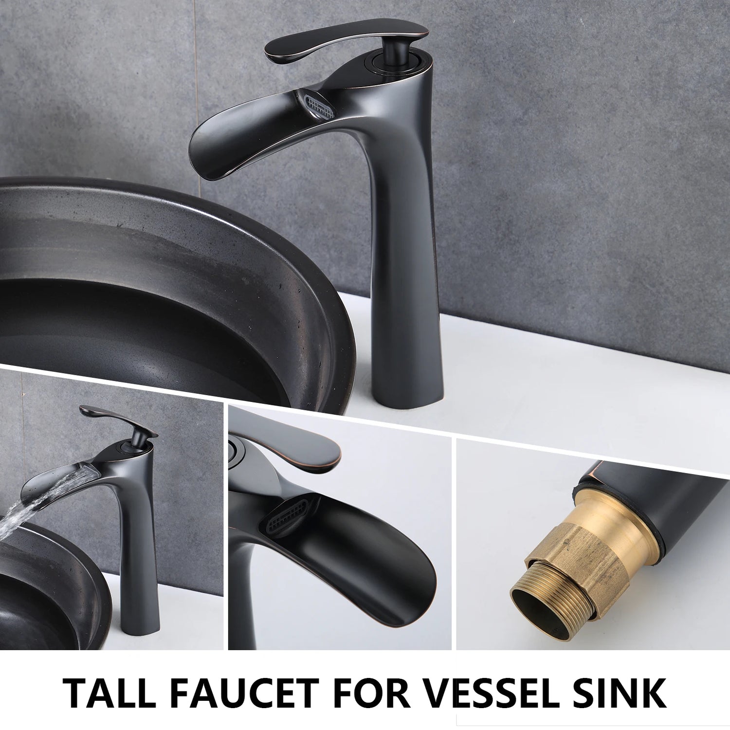 Bathroom Faucet Waterfall 1 Hole Single Handle Mixer Tap Modern Lavatory Vanity Commercial Basin Sink Deck Mount