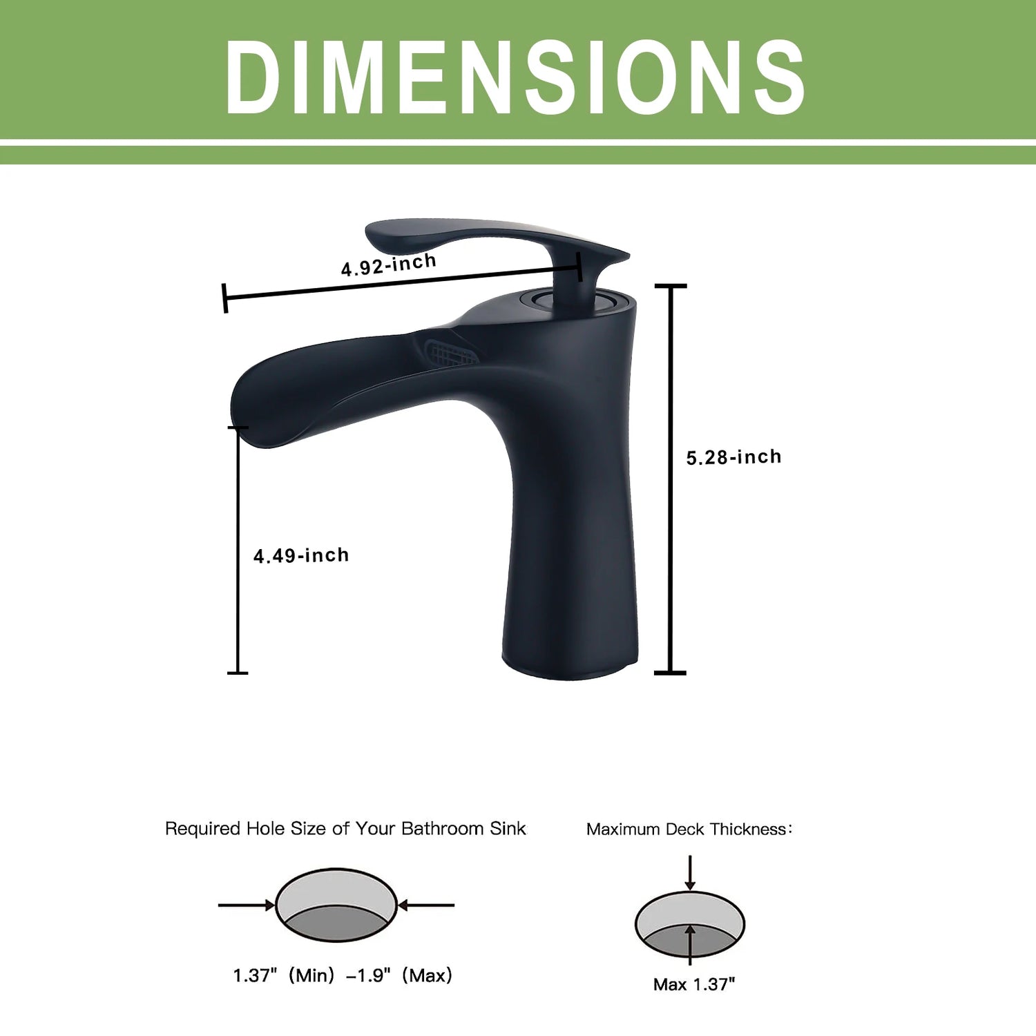 Bathroom Faucet Waterfall 1 Hole Single Handle Mixer Tap Modern Lavatory Vanity Commercial Basin Sink Deck Mount