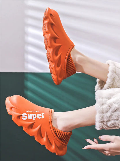 Eyriphy Women Winter Warm Slippers Fuzzy Soft Sole Waterproof Slides Non-Slips Fur Sports Shoes Plush Comfortable Outdoor Slides