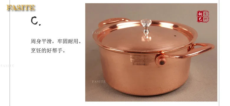 Pure Copper Small Hot Pot For One Person Cooking Induction Cooker Soup Pot with Lid 17cm Easy To Clean Single Serving Pot Best