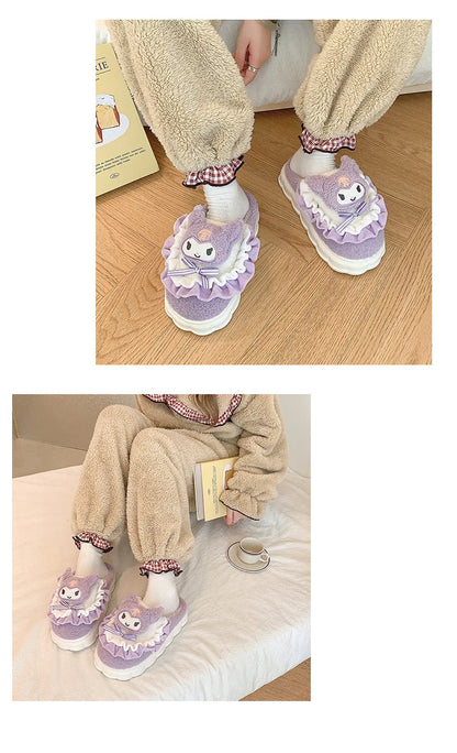 Sanrio Cotton Slippers Hello Kitty Cute Student Autumn Winter Bedroom Home Casual Soft Padded Plush Bedroom Aldult Shoes Girls