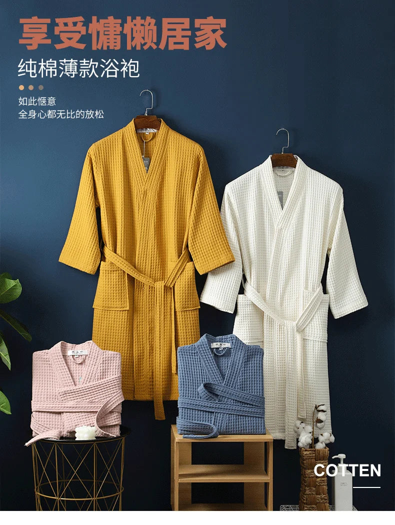 Men Women 100% Cotton Terry Bathrobe Suck Water Towel Sleepwear Spa Hotel Long Bath Robe Kimono Plus Size Dressing Gown Lovers