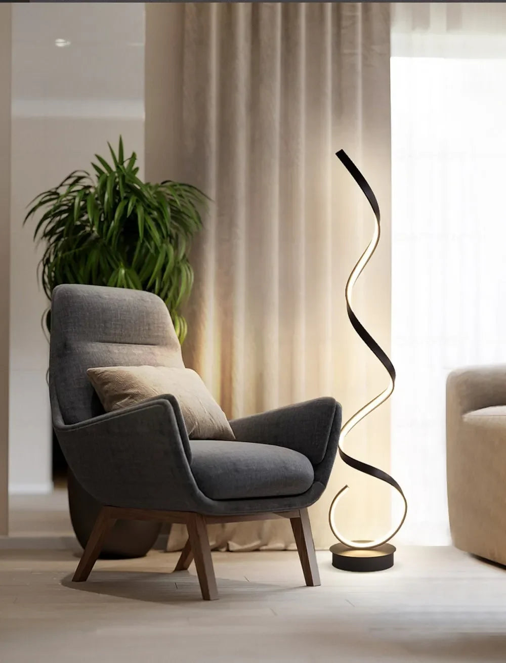 LED Floor Lamp Modern Remote Control Spiral Light For Living Room Bedroom Bedside Study Home Indoor Led Decorative Desk Lighting