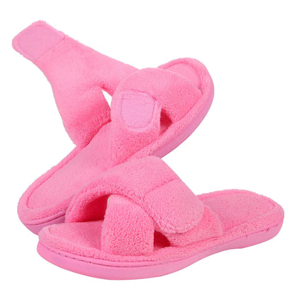 Litfun Four Seasons Slippers Women Open Toe Arch Support House Slides Adjustable Fuzzy Cozy Slippers Soft Sole Bedroom Sandals