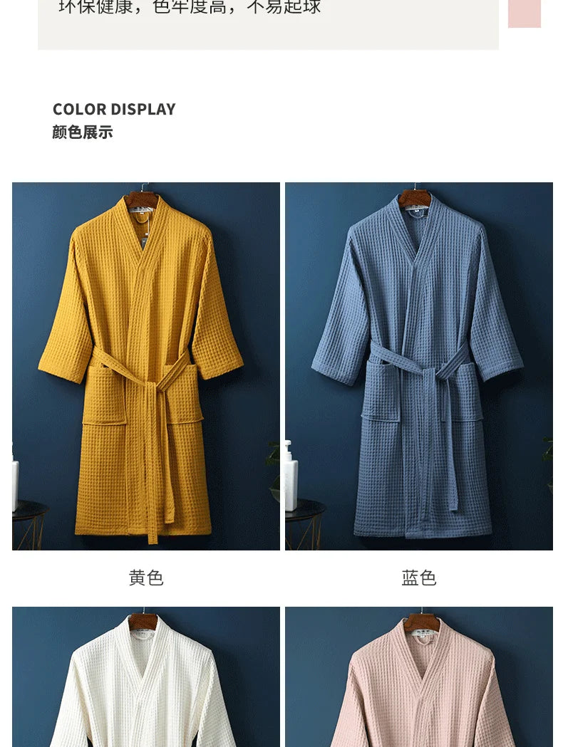 Men Women 100% Cotton Terry Bathrobe Suck Water Towel Sleepwear Spa Hotel Long Bath Robe Kimono Plus Size Dressing Gown Lovers