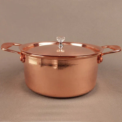 Pure Copper Small Hot Pot For One Person Cooking Induction Cooker Soup Pot with Lid 17cm Easy To Clean Single Serving Pot Best