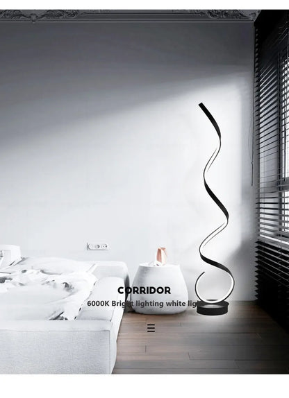 LED Floor Lamp Modern Remote Control Spiral Light For Living Room Bedroom Bedside Study Home Indoor Led Decorative Desk Lighting