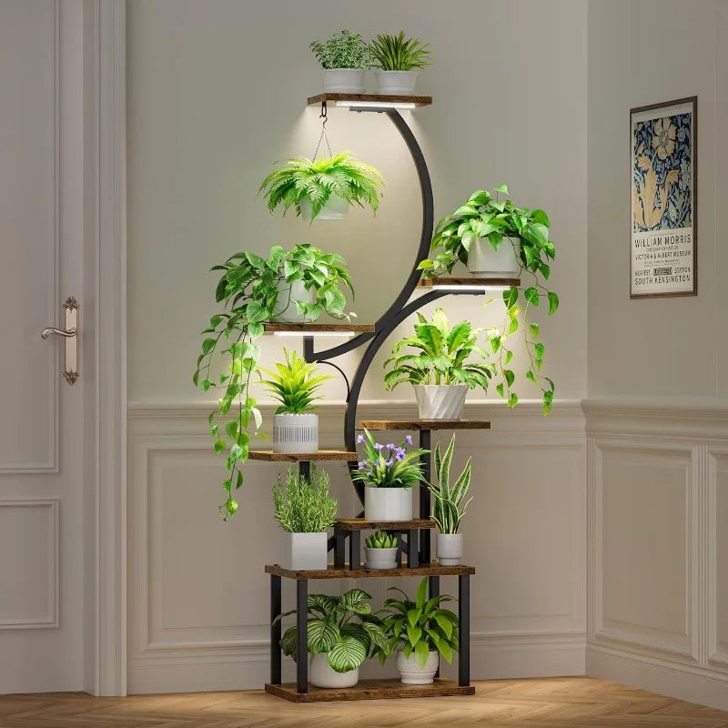 Plant Stand Indoor with Grow Lights,8 Tiered Indoor Plant Shelf,62&quot;Tall Plant Stand for Indoor Multiple