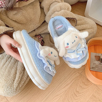 Sanrio Cotton Slippers Hello Kitty Cute Student Autumn Winter Bedroom Home Casual Soft Padded Plush Bedroom Aldult Shoes Girls