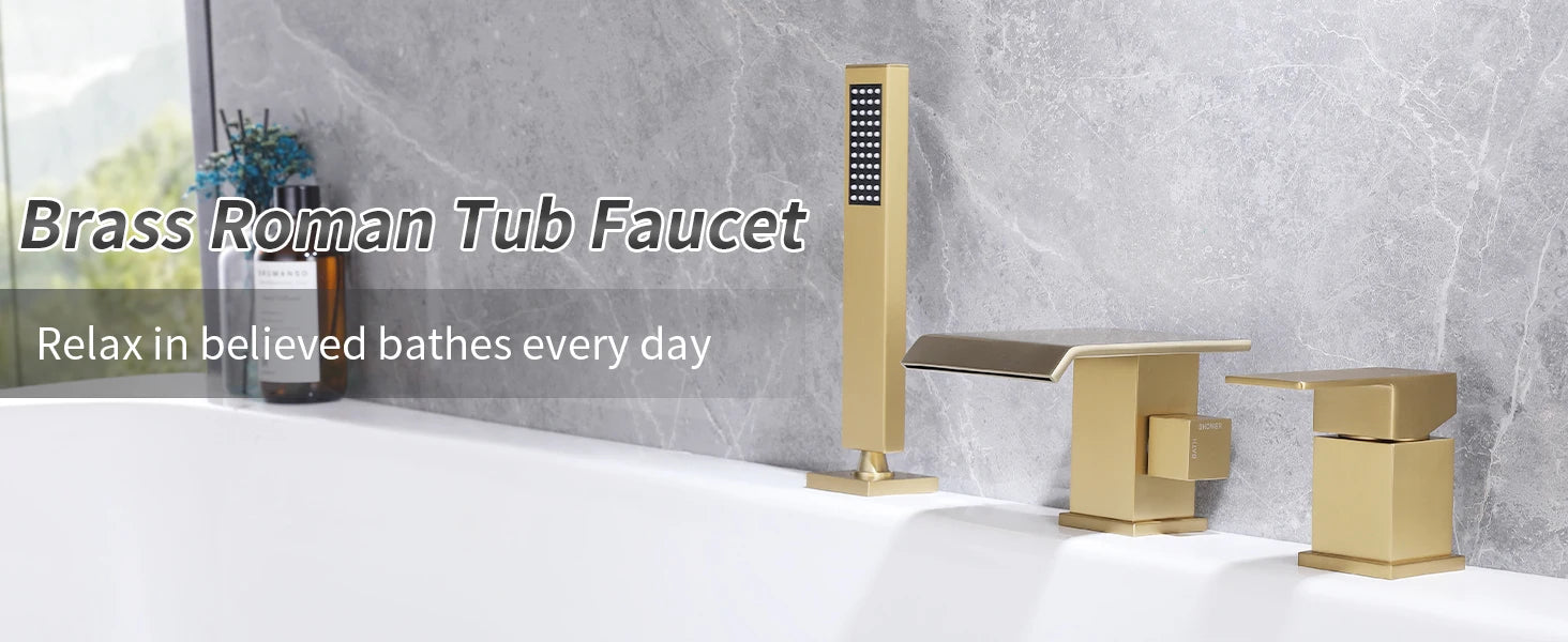 Tub Faucet Waterfall Tub Filler Waterfall Deck Mount Bathtub Filler Faucet