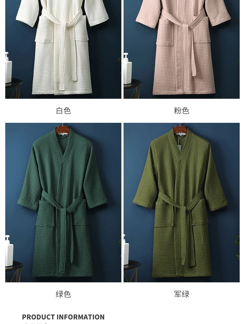 Men Women 100% Cotton Terry Bathrobe Suck Water Towel Sleepwear Spa Hotel Long Bath Robe Kimono Plus Size Dressing Gown Lovers