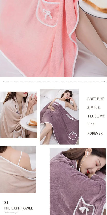 Womens Bath Towels Girls Wearable 150*75Cm Fast Drying Bathing Beach Spa Bathrobes Wash Clothing, Shower Bath And Gym Towel