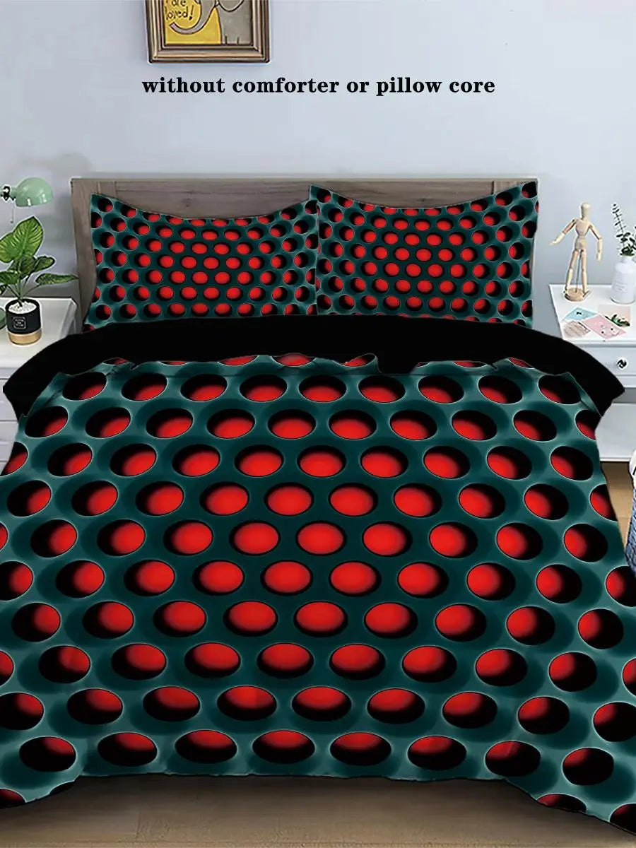 3pcs Geometric honeycomb Series Duvet Cover Set, Printed Bedding Set For Bedroom, (1*Duvet Cover + 2*Pillowcases, No Core)