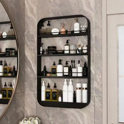 Bathroom Storage Rack Bathroom Framed Wall Mounted Shelves Multi-Layer Cosmetic Shelf Punch-Free Kitchen Storage Mounted Shelf